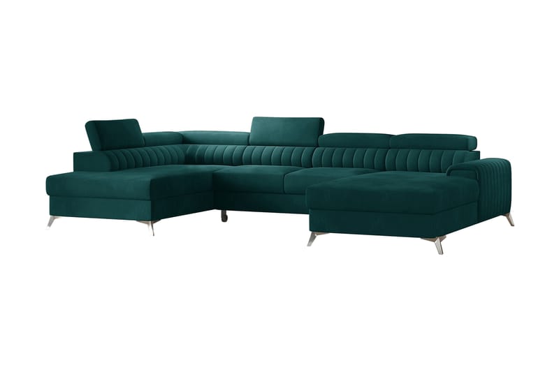 Bäddsoffa m. Divan och Schäslong Kamiko med Förvaring - Grön - Möbler - Soffa - Bäddsoffa - Bäddsoffa divan