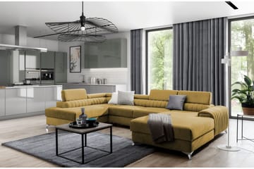 Bäddsoffa m. Divan och Schäslong Kamiko med Förvaring - Gul - Möbler - Soffa - Bäddsoffa - Bäddsoffa divan