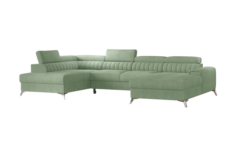 Bäddsoffa m. Divan och Schäslong Kamiko med Förvaring - Ljusblå - Möbler - Soffa - Bäddsoffa - Bäddsoffa divan