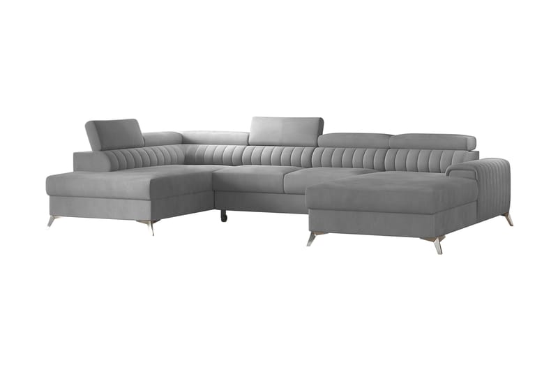 Bäddsoffa m. Divan och Schäslong Kamiko med Förvaring - Ljusgrå - Möbler - Soffa - Bäddsoffa - Bäddsoffa divan