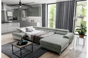 Bäddsoffa m. Divan och Schäslong Kamiko med Förvaring - Ljusrosa - Möbler - Soffa - Bäddsoffa - Bäddsoffa divan