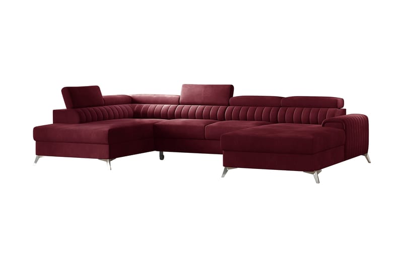 Bäddsoffa m. Divan och Schäslong Kamiko med Förvaring - Vinröd - Möbler - Soffa - Bäddsoffa - Bäddsoffa divan