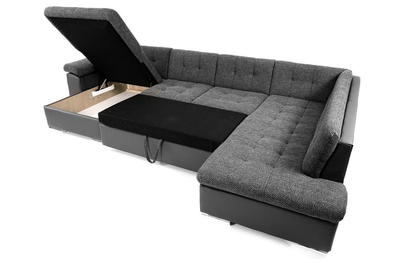 Bäddsoffa m. Divan och Schäslong Sororia 4-sits med Förvarin - Rosa - Bäddsoffa divan