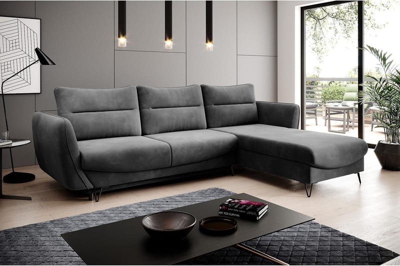 Bäddsoffa m. Divan Swentzel Förvaring - Grå - Möbler - Soffa - Bäddsoffa - Bäddsoffa divan