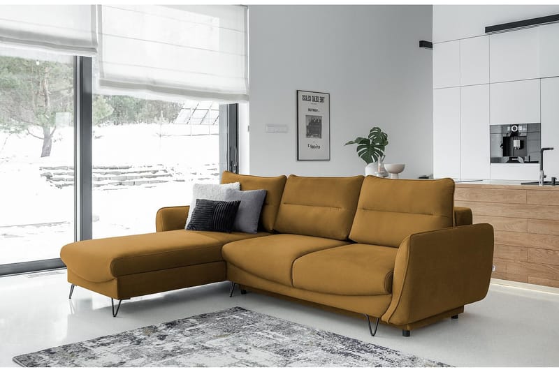 Bäddsoffa m. Divan Swentzel Förvaring - Gul - Möbler - Soffa - Bäddsoffa - Bäddsoffa divan
