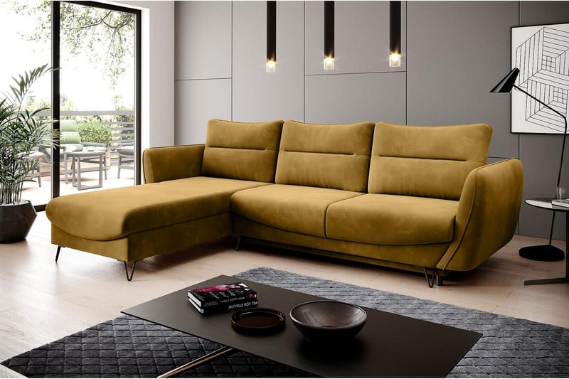 Bäddsoffa m. Divan Swentzel Förvaring - Gul - Möbler - Soffa - Bäddsoffa - Bäddsoffa divan