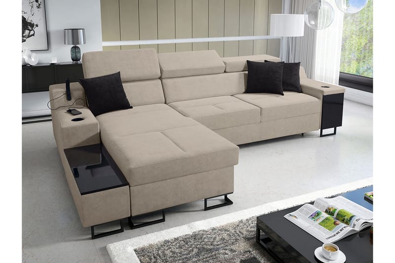 Bäddsoffa m. Divan Tamami Förvaring 3-sits 226x127 - Beige - Möbler - Soffa - Bäddsoffa - Bäddsoffa divan
