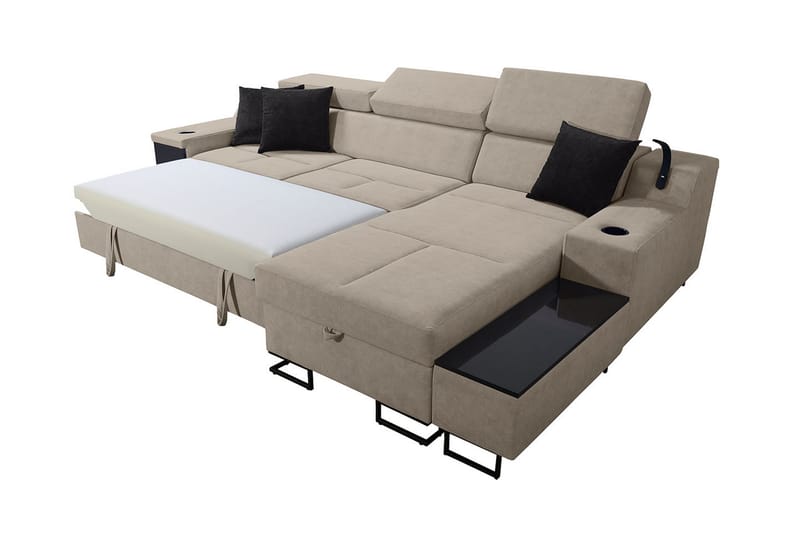 Bäddsoffa m. Divan Tamami Förvaring 3-sits 226x127 - Rosa - Möbler - Soffa - Bäddsoffa - Bäddsoffa divan
