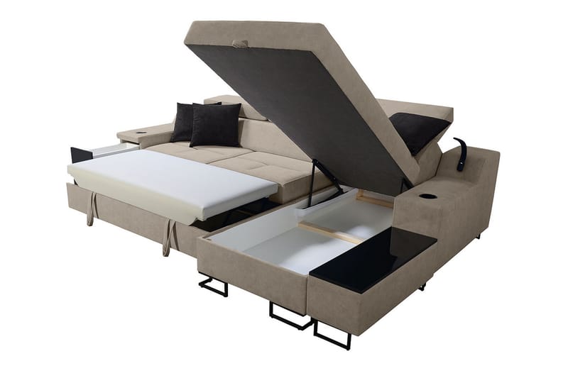 Bäddsoffa m. Divan Tamami Förvaring 3-sits 226x127 - Rosa - Möbler - Soffa - Bäddsoffa - Bäddsoffa divan