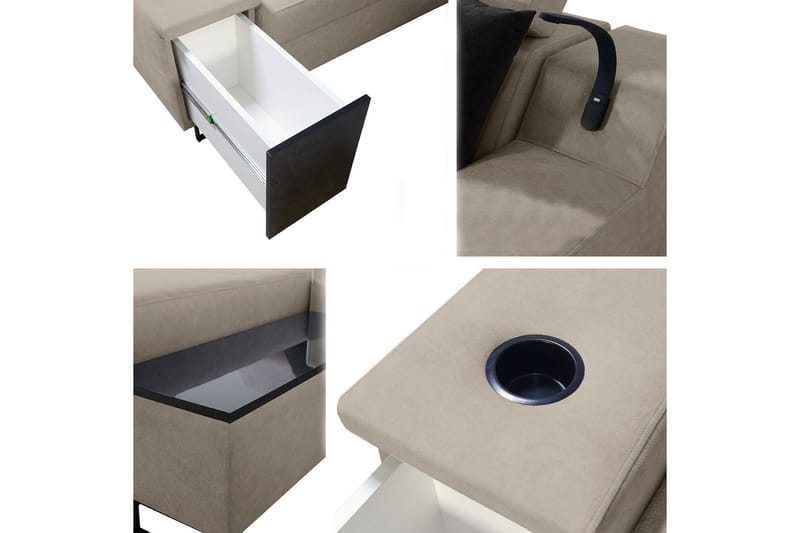 Bäddsoffa m. Divan Tamami Förvaring 3-sits 226x127 - Rosa - Möbler - Soffa - Bäddsoffa - Bäddsoffa divan
