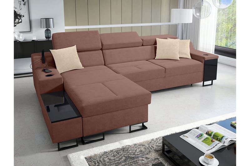 Bäddsoffa m. Divan Tamami Förvaring 3-sits 226x127 - Rosa - Möbler - Soffa - Bäddsoffa - Bäddsoffa divan