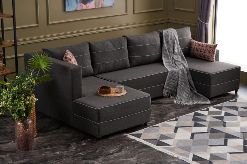 Bäddsoffa m. Divan Windwhistle 4-sits 200x150 - Antracit - Möbler - Soffa - Bäddsoffa - Bäddsoffa divan