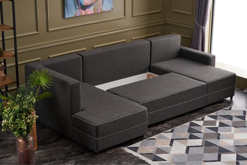 Bäddsoffa m. Divan Windwhistle 4-sits 200x150 - Antracit - Möbler - Soffa - Bäddsoffa - Bäddsoffa divan