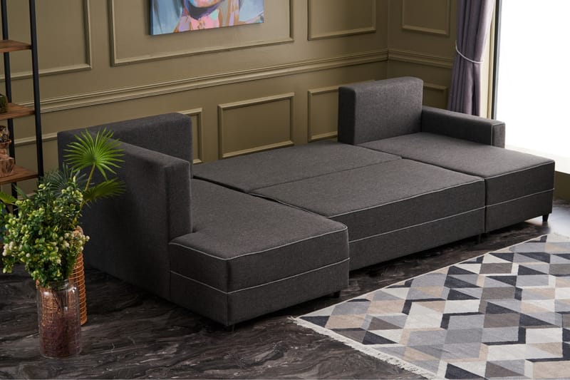 Bäddsoffa m. Divan Windwhistle 4-sits 200x150 - Antracit - Möbler - Soffa - Bäddsoffa - Bäddsoffa divan
