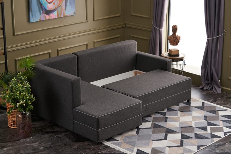 Bäddsoffa m. Divan Windwhistle 4-sits 200x150 - Antracit - Möbler - Soffa - Bäddsoffa - Bäddsoffa divan
