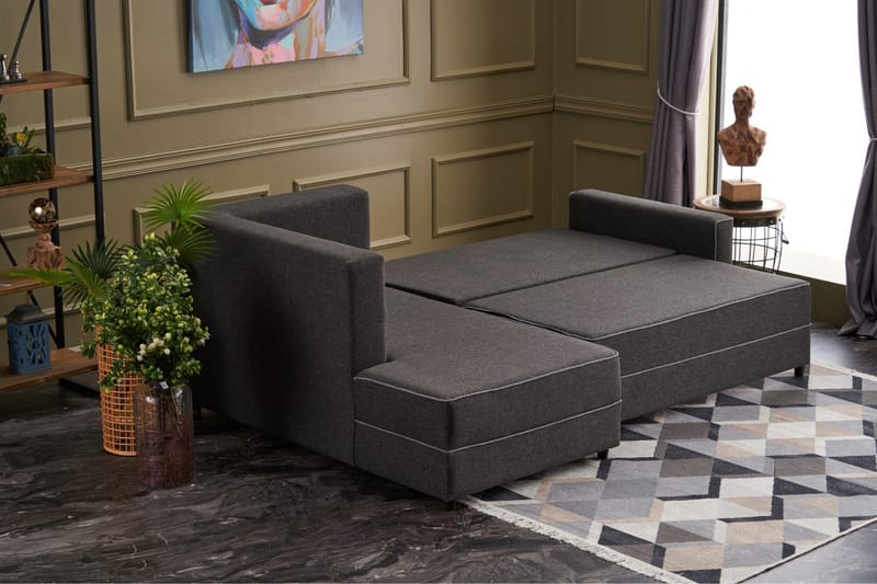 Bäddsoffa m. Divan Windwhistle 4-sits 200x150 - Antracit - Möbler - Soffa - Bäddsoffa - Bäddsoffa divan