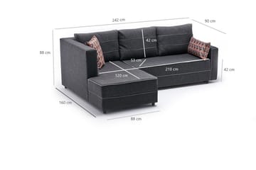 Bäddsoffa m. Divan Windwhistle 4-sits 200x150 - Antracit - Möbler - Soffa - Bäddsoffa - Bäddsoffa divan