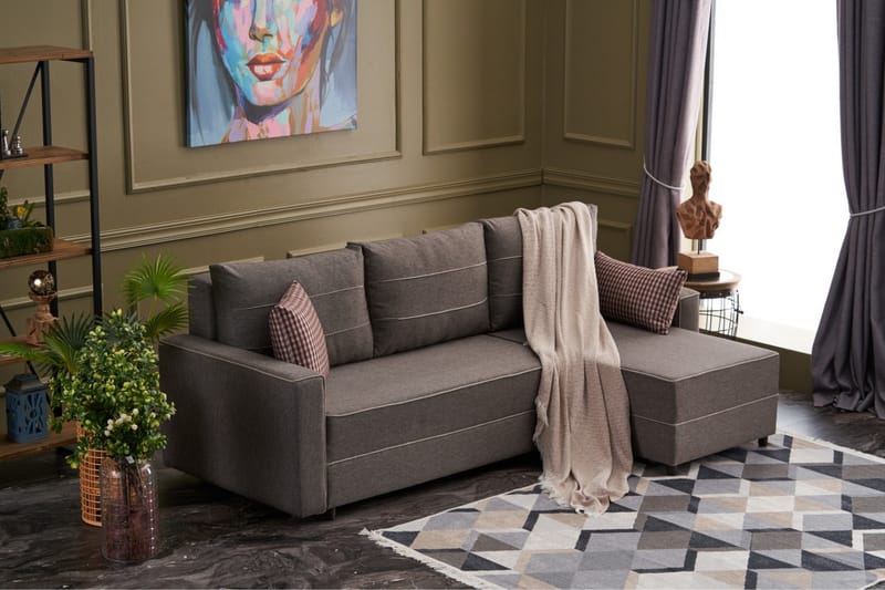 Bäddsoffa m. Divan Windwhistle 4-sits 200x150 - Brun - Möbler - Soffa - Bäddsoffa - Bäddsoffa divan