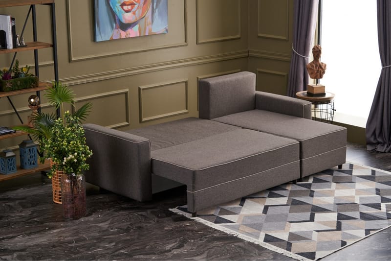 Bäddsoffa m. Divan Windwhistle 4-sits 200x150 - Brun - Möbler - Soffa - Bäddsoffa - Bäddsoffa divan