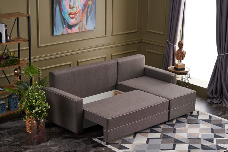 Bäddsoffa m. Divan Windwhistle 4-sits 200x150 - Brun - Möbler - Soffa - Bäddsoffa - Bäddsoffa divan