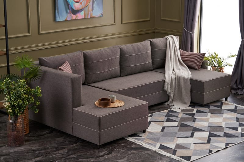 Bäddsoffa m. Divan Windwhistle 4-sits 200x150 - Brun - Möbler - Soffa - Bäddsoffa - Bäddsoffa divan
