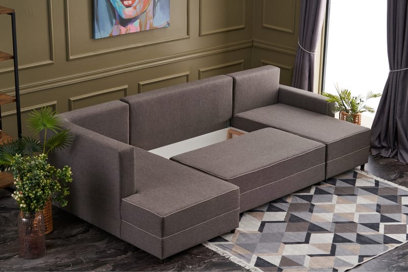 Bäddsoffa m. Divan Windwhistle 4-sits 200x150 - Brun - Möbler - Soffa - Bäddsoffa - Bäddsoffa divan