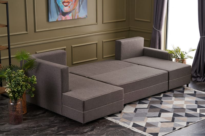 Bäddsoffa m. Divan Windwhistle 4-sits 200x150 - Brun - Möbler - Soffa - Bäddsoffa - Bäddsoffa divan