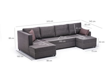 Bäddsoffa m. Divan Windwhistle 4-sits 200x150 - Brun - Möbler - Soffa - Bäddsoffa - Bäddsoffa divan