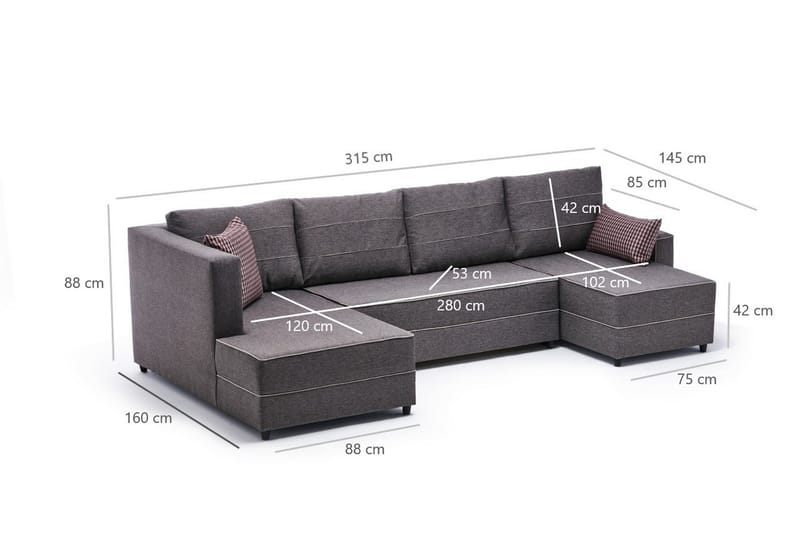 Bäddsoffa m. Divan Windwhistle 4-sits 200x150 - Brun - Möbler - Soffa - Bäddsoffa - Bäddsoffa divan