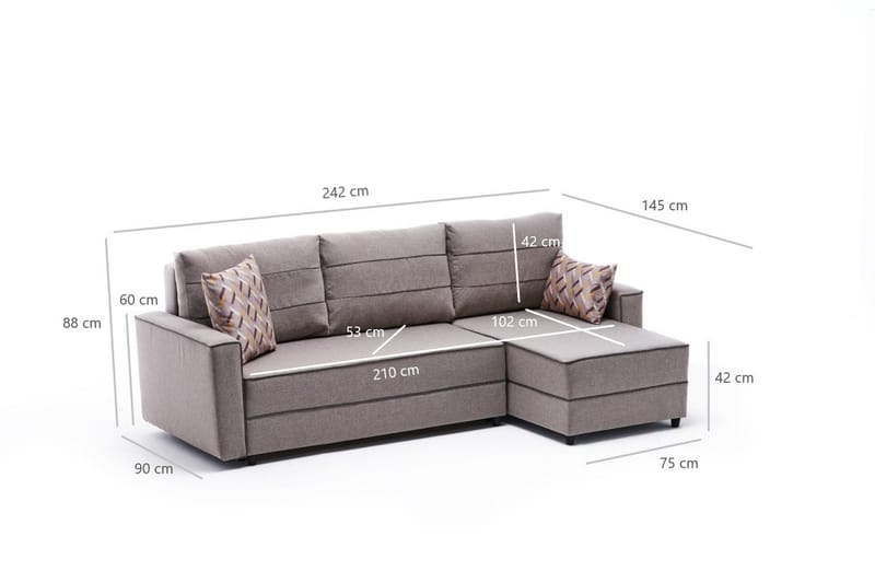 Bäddsoffa m. Divan Windwhistle 4-sits 200x150 - Cream - Möbler - Soffa - Bäddsoffa - Bäddsoffa divan