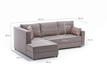 Bäddsoffa m. Divan Windwhistle 4-sits 200x150 - Cream - Möbler - Soffa - Bäddsoffa - Bäddsoffa divan
