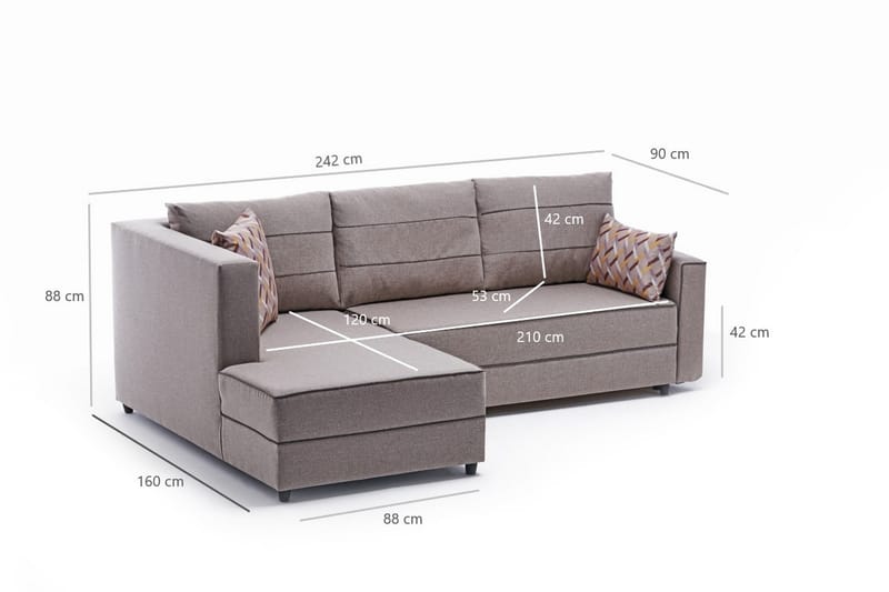 Bäddsoffa m. Divan Windwhistle 4-sits 200x150 - Cream - Möbler - Soffa - Bäddsoffa - Bäddsoffa divan