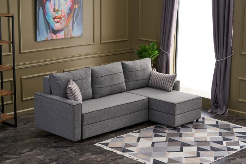 Bäddsoffa m. Divan Windwhistle 4-sits 200x150 - Grå - Möbler - Soffa - Bäddsoffa - Bäddsoffa divan