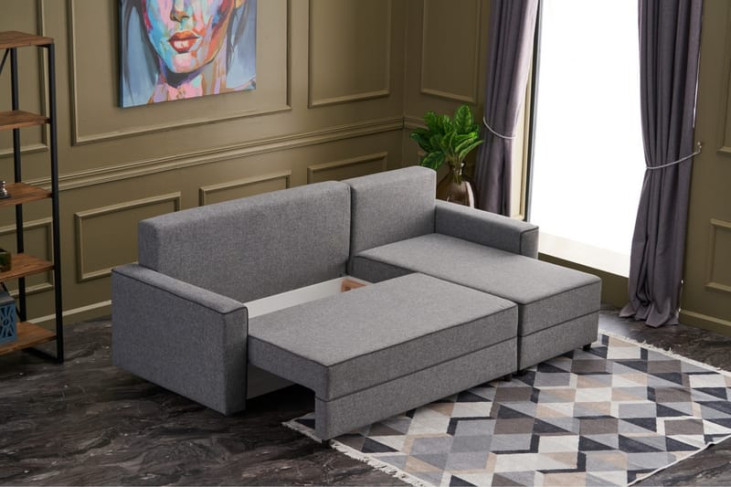 Bäddsoffa m. Divan Windwhistle 4-sits 200x150 - Grå - Möbler - Soffa - Bäddsoffa - Bäddsoffa divan