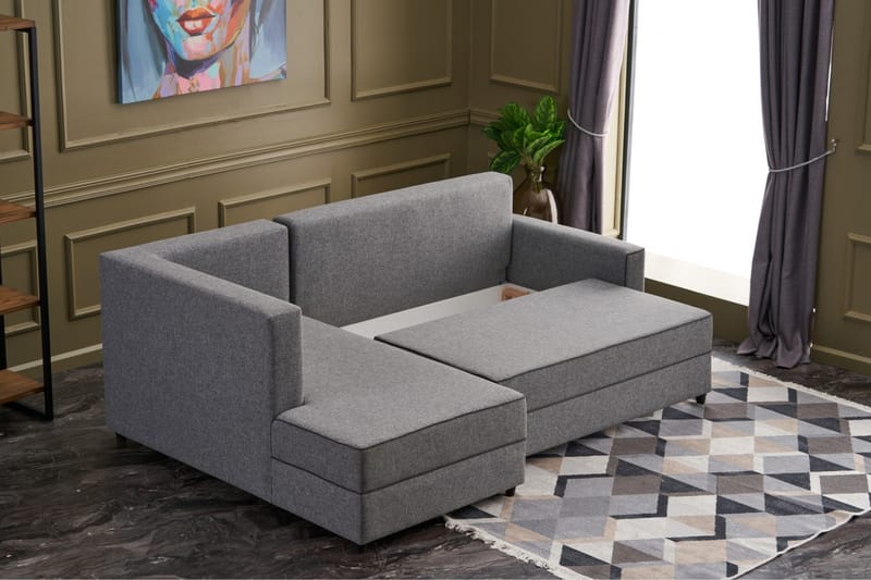 Bäddsoffa m. Divan Windwhistle 4-sits 200x150 - Grå - Möbler - Soffa - Bäddsoffa - Bäddsoffa divan