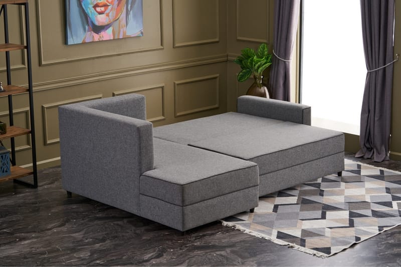 Bäddsoffa m. Divan Windwhistle 4-sits 200x150 - Grå - Möbler - Soffa - Bäddsoffa - Bäddsoffa divan