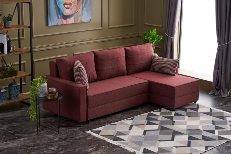 Bäddsoffa m. Divan Windwhistle 4-sits 200x150 - Röd - Möbler - Soffa - Bäddsoffa - Bäddsoffa divan