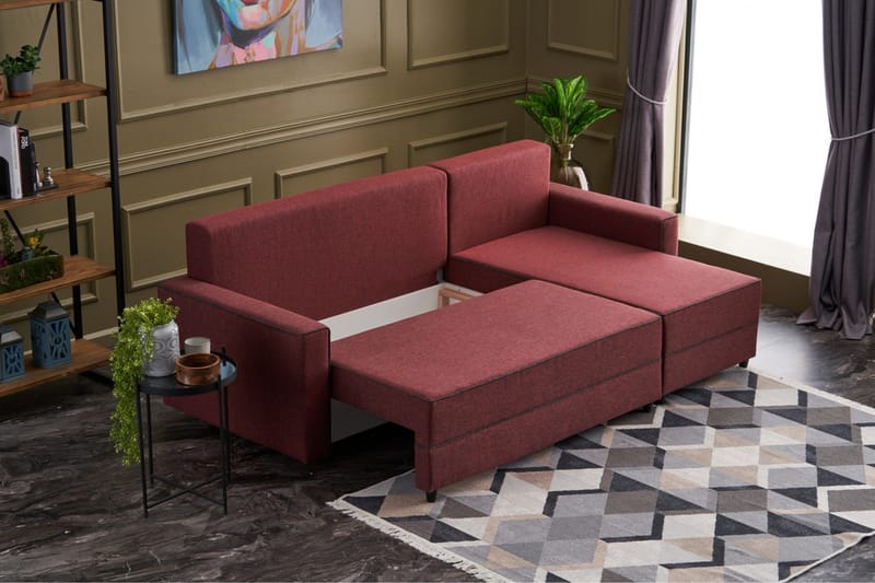 Bäddsoffa m. Divan Windwhistle 4-sits 200x150 - Röd - Möbler - Soffa - Bäddsoffa - Bäddsoffa divan