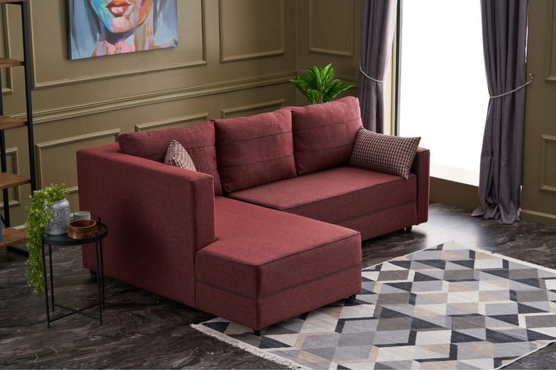 Bäddsoffa m. Divan Windwhistle 4-sits 200x150 - Röd - Möbler - Soffa - Bäddsoffa - Bäddsoffa divan