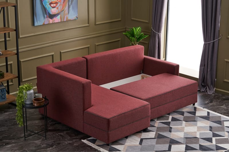 Bäddsoffa m. Divan Windwhistle 4-sits 200x150 - Röd - Möbler - Soffa - Bäddsoffa - Bäddsoffa divan