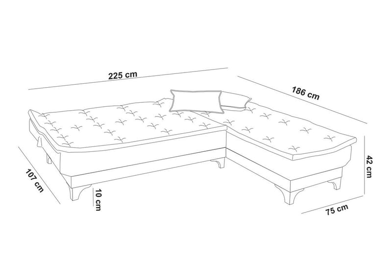 Bäddsoffa Mcmurdo med Divan Höger - Brun - Bäddsoffa divan