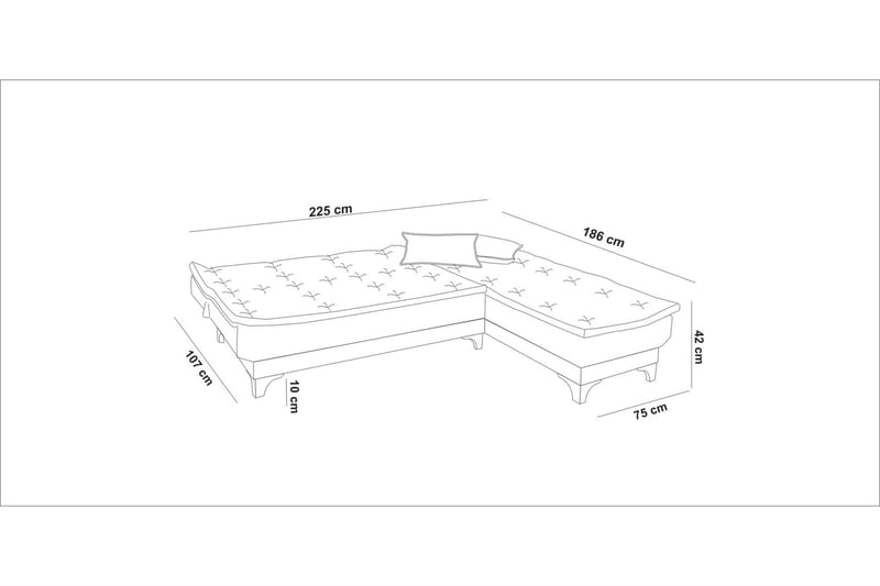 Bäddsoffa Mcmurdo med Divan Höger - Grå - Möbler - Soffa - Bäddsoffa - Bäddsoffa divan