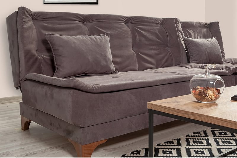 Bäddsoffa Mcmurdo med Divan Höger - Grå - Möbler - Soffa - Bäddsoffa - Bäddsoffa divan