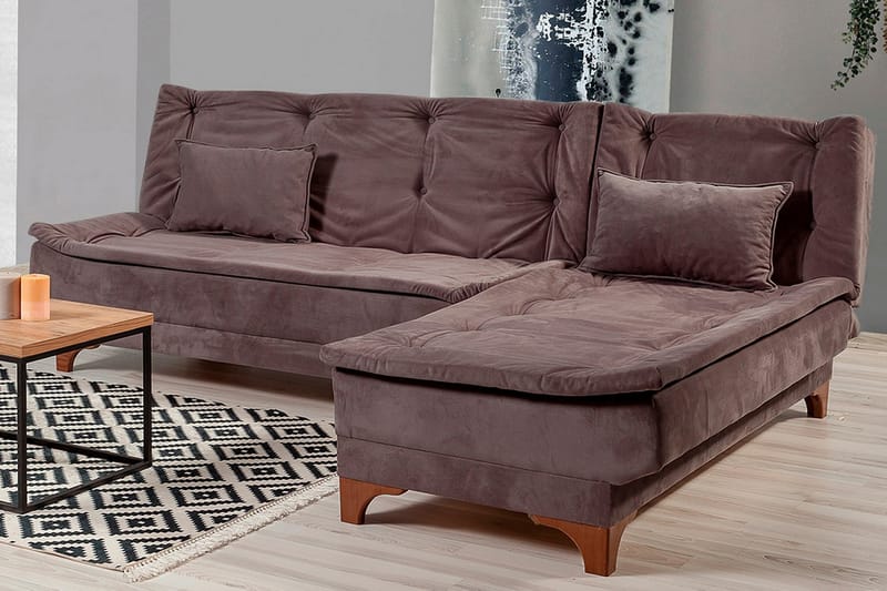 Bäddsoffa Mcmurdo med Divan Höger - Grå - Möbler - Soffa - Bäddsoffa - Bäddsoffa divan