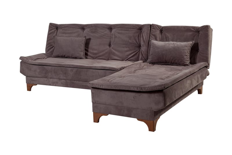 Bäddsoffa Mcmurdo med Divan Höger - Grå - Möbler - Soffa - Bäddsoffa - Bäddsoffa divan