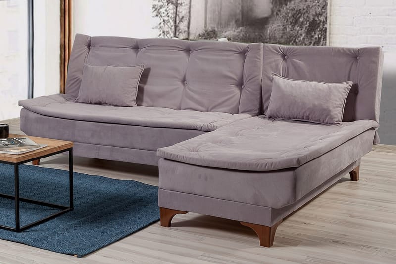 Bäddsoffa Mcmurdo med Divan Höger - Grå - Möbler - Soffa - Bäddsoffa - Bäddsoffa divan