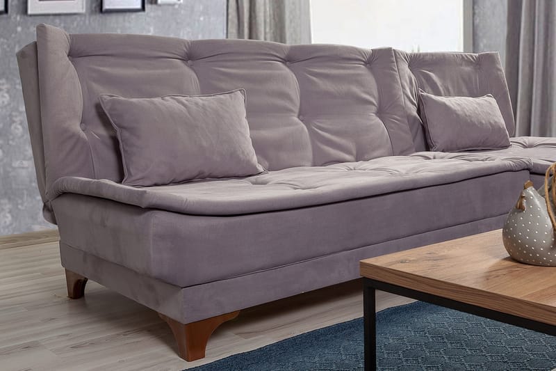 Bäddsoffa Mcmurdo med Divan Höger - Grå - Möbler - Soffa - Bäddsoffa - Bäddsoffa divan