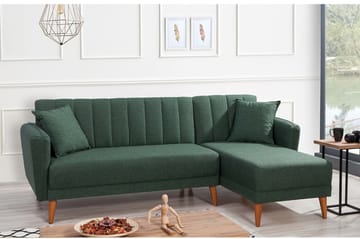Bäddsoffa med Divan Banize Höger - Mörkgrön/Natur - Möbler - Soffa - Bäddsoffa - Bäddsoffa divan