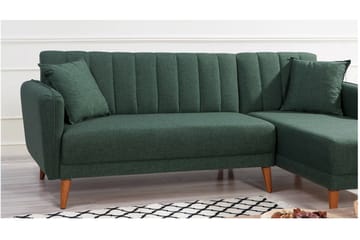 Bäddsoffa med Divan Banize Höger - Mörkgrön/Natur - Möbler - Soffa - Bäddsoffa - Bäddsoffa divan