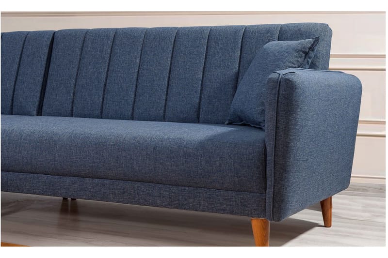 Bäddsoffa med Divan Banize Vänster - Mörkblå/Natur - Möbler - Soffa - Bäddsoffa - Bäddsoffa divan